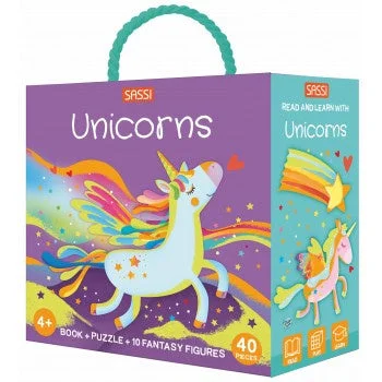 Enchanting bedtime stories Sassi 3D Puzzle and Book Set - Unicorns