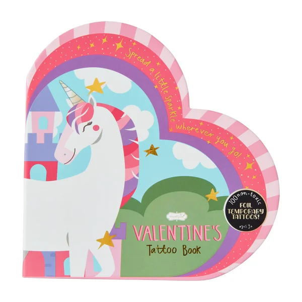 Entertaining tales for children UNICORN VALENTINES TATTOO BOOK BY MUD PIE