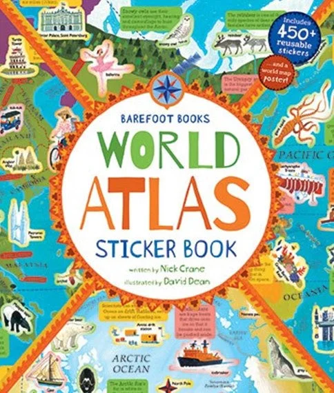 Thought-provoking children's literature World Atlas Sticker Book