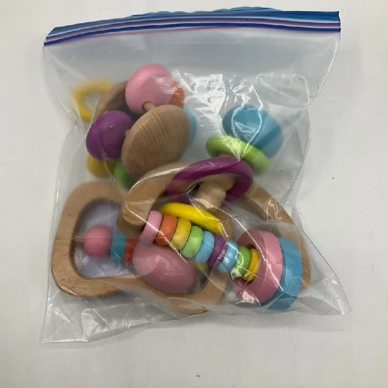 enchanting wooden toys for toddlers                   3pc Wooden Colorful Rattles