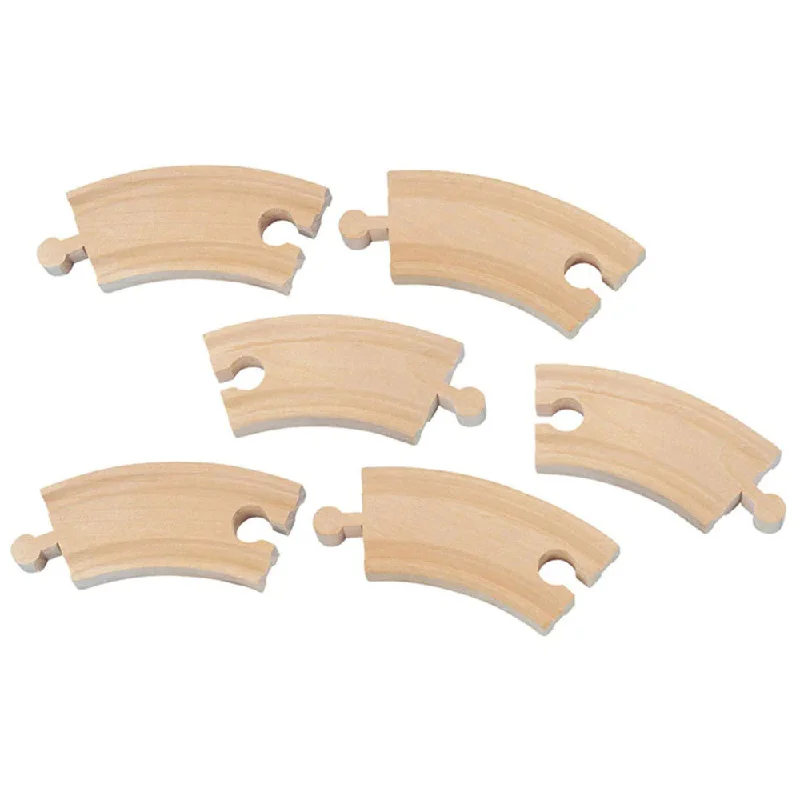 tactile wooden toys                   Li'l Chugs - Wooden Train Track Curved - SET of 6