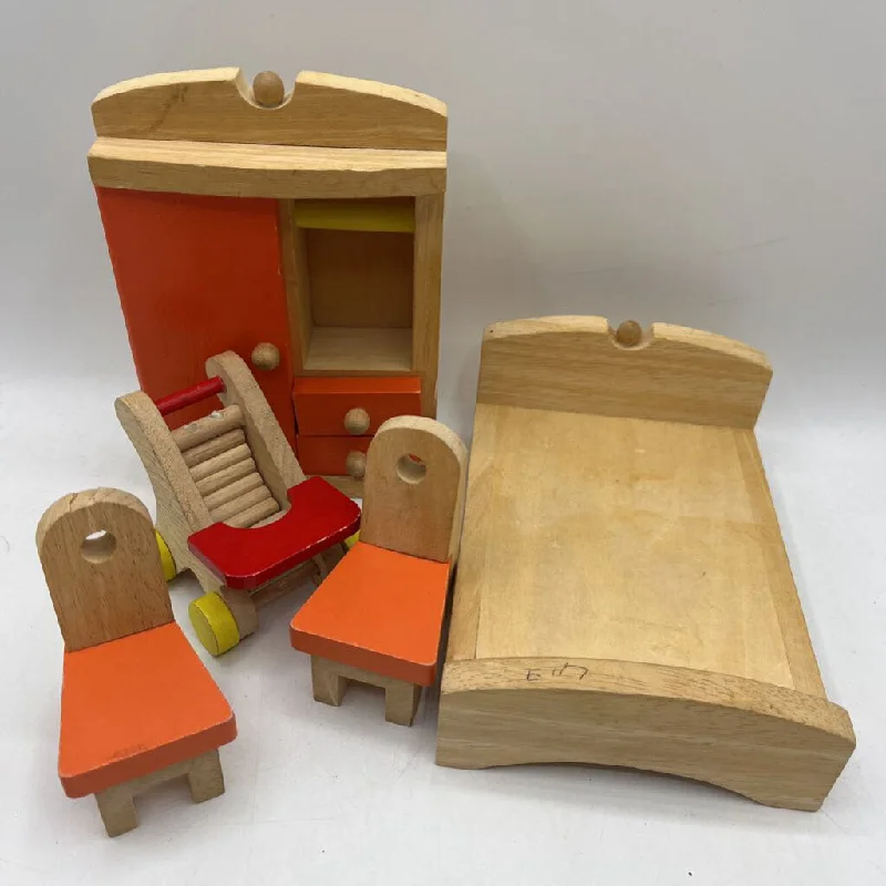 delightful wooden toys for children                   Bag of Wooden Orange/Yellow Doll House Furniture