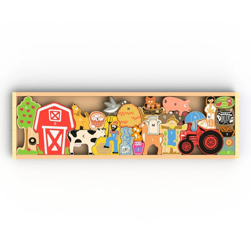 naturally finished and non-toxic wooden toys                   BeginAgain Farm A To Z Puzzle
