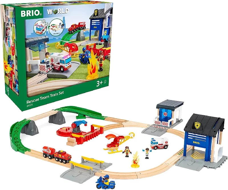 detailed and intricate wooden toys                   Brio 36025 Rescue Team Train Set