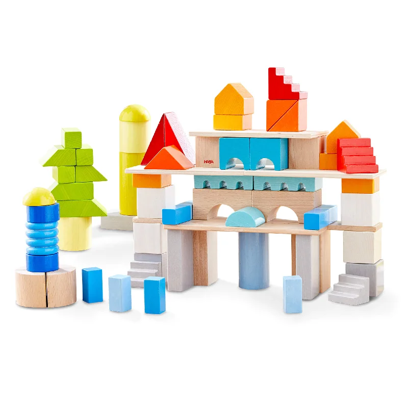 enchanting wooden toys that create lasting memories                   Colored Wooden Building Blocks - 85 Piece Set