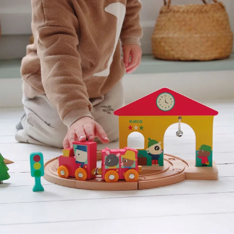 robust and child-safe wooden toys for all ages                   Djeco Wooden Mini Train