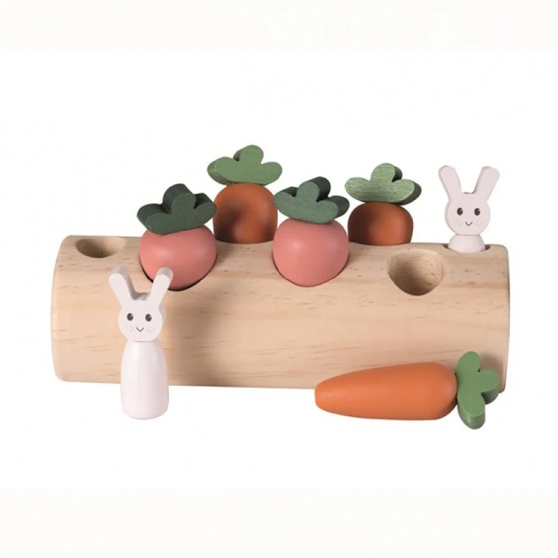 robust and durable wooden toys that withstand the test of time                   Egmont Toys Rabbit and Vegetables Log