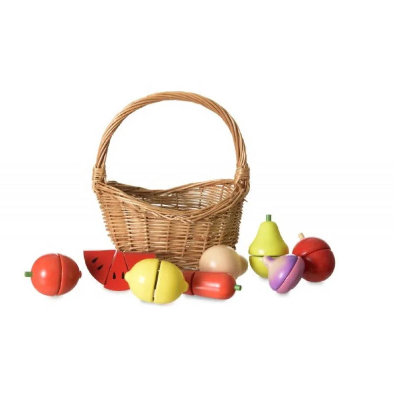 enchanting and whimsical wooden toys that captivate attention                   Egmont Toys Wooden Fruit and Vegetable Set In A Basket 3
