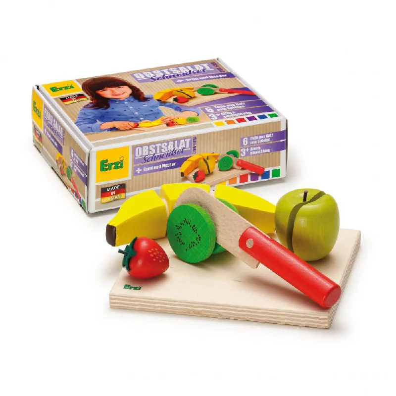 eco-friendly and sustainably made wooden toys                   Erzi Fruit Salad Cutting Set