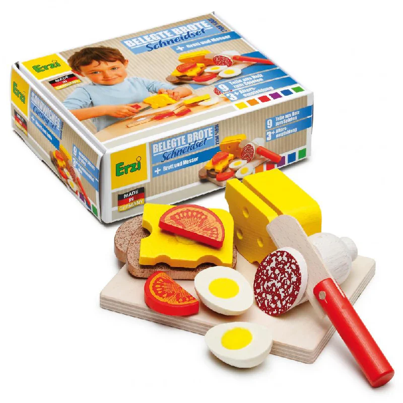 skillfully crafted wooden toys                   Erzi Sandwich Cutting Set