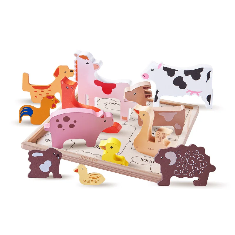 age-appropriate wooden toys                   Wooden Animals - Farmyard Puzzle
