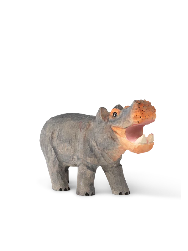 play-value packed wooden toys                   Wooden Safari Animal - Hand Carved - Hippo