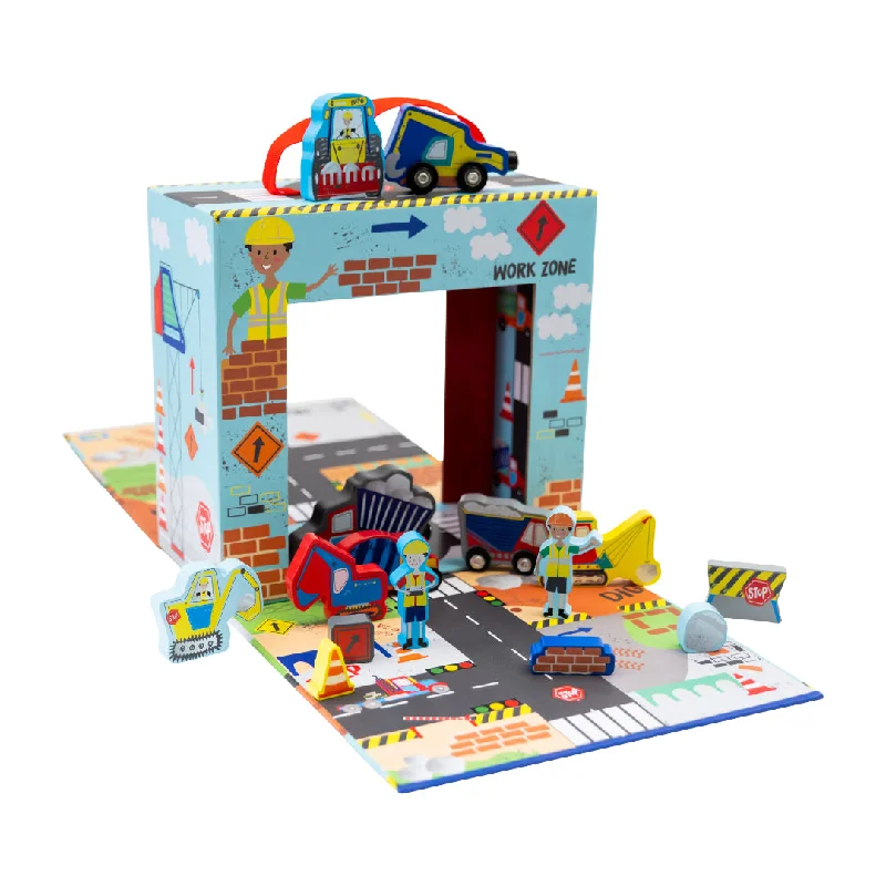 tactile wooden toys                   Floss & Rock Playbox with Wooden Pieces - Construction