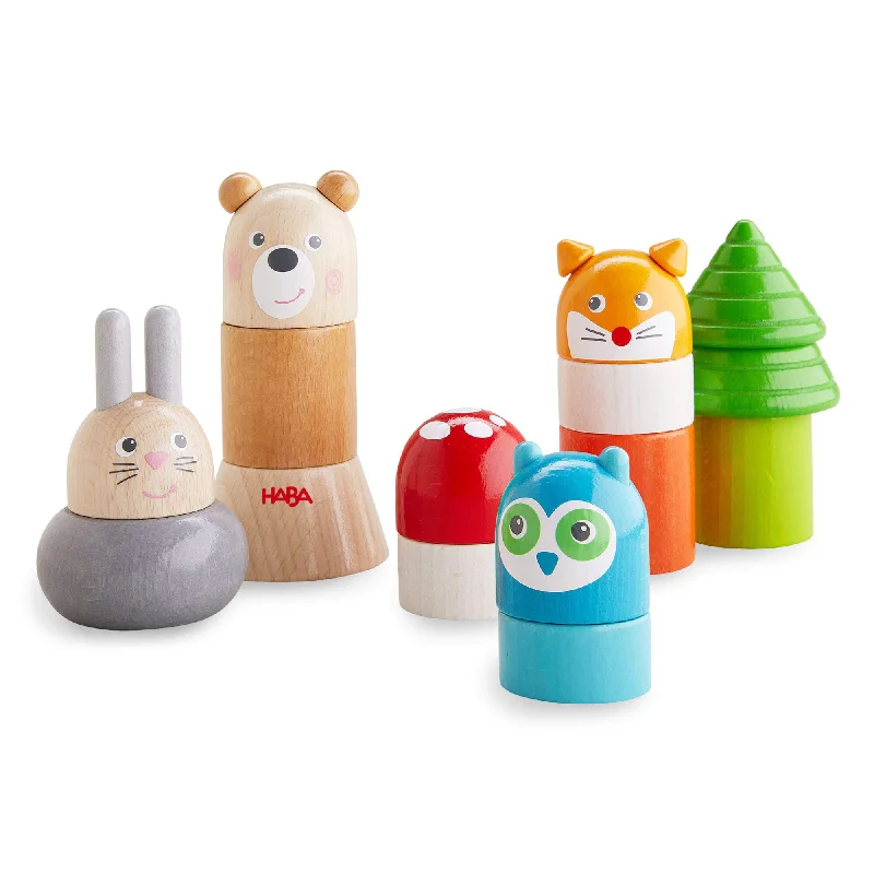 colorful and cheerful wooden toys                   Forest Animals Wooden Stacking Toy
