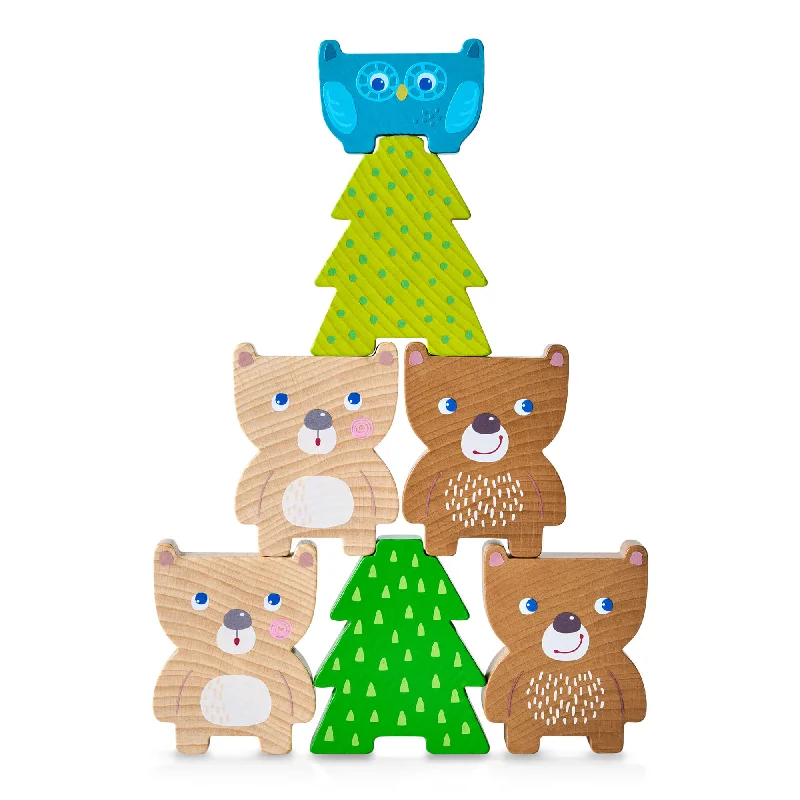 age-appropriate wooden toys                   Forest Friends Stacking Toy