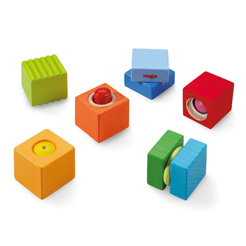 eco-friendly and safe wooden toys                   Fun with Sounds Wooden Discovery Blocks