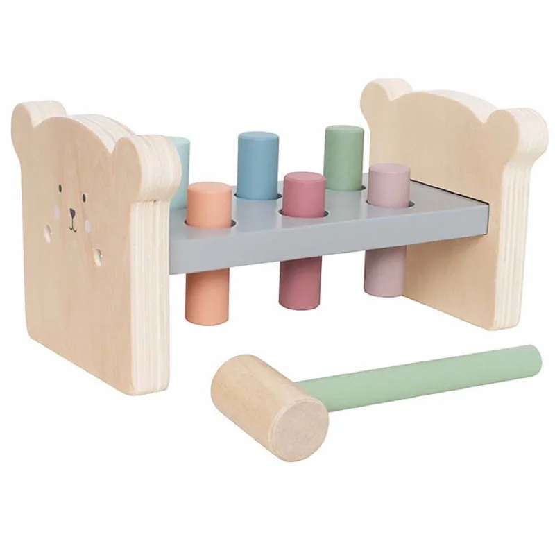 enchanting wooden toys that bring joy and happiness to children                   Jabadabado Peg Hammering Toy - Teddy