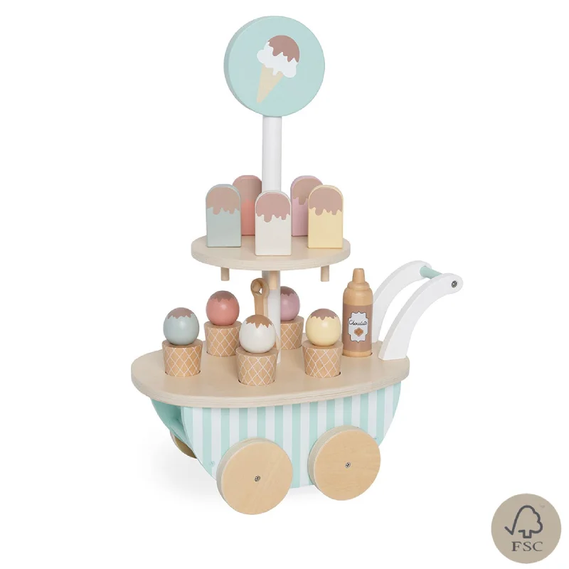 eco-friendly wooden toys made from sustainable materials Jabadabado Ice Cream Trolley - Stripes eco-friendly wooden toys made from sustainable materials Jabadabado Ice Cream Trolley - Stripes