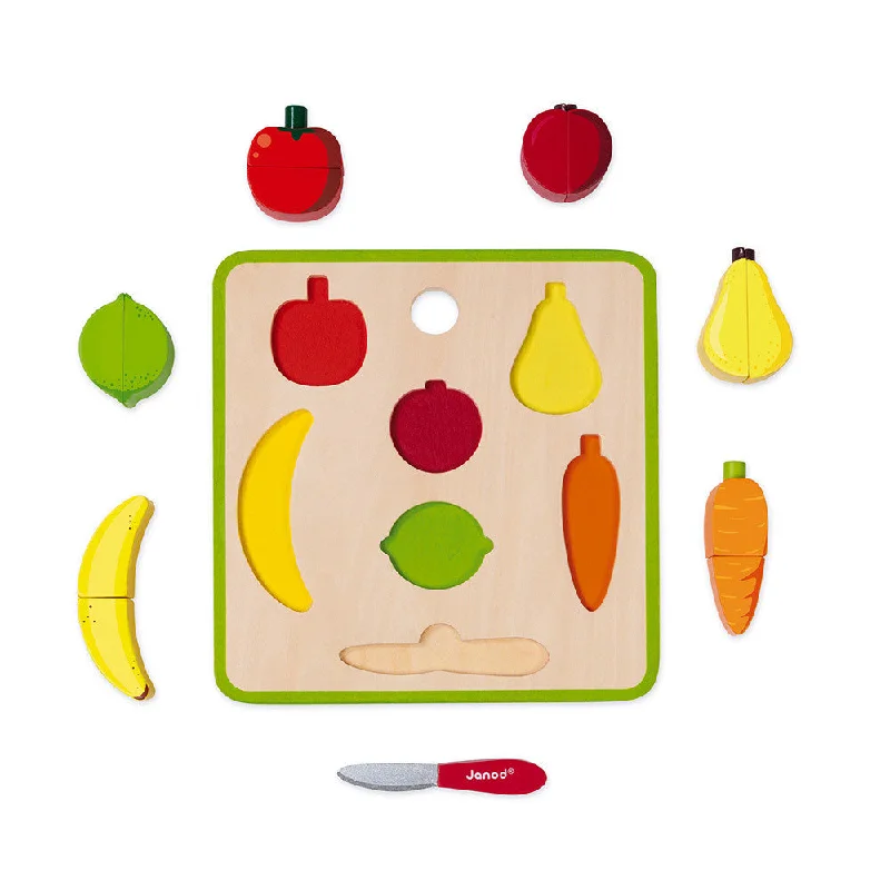 non-toxic wooden toys                   Janod Chunky Fruits and Vegetables Set