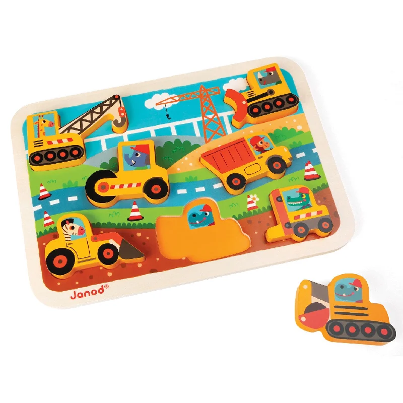 enchanting and magical wooden toys that spark the imagination                   Janod Construction Site Chunky Puzzle