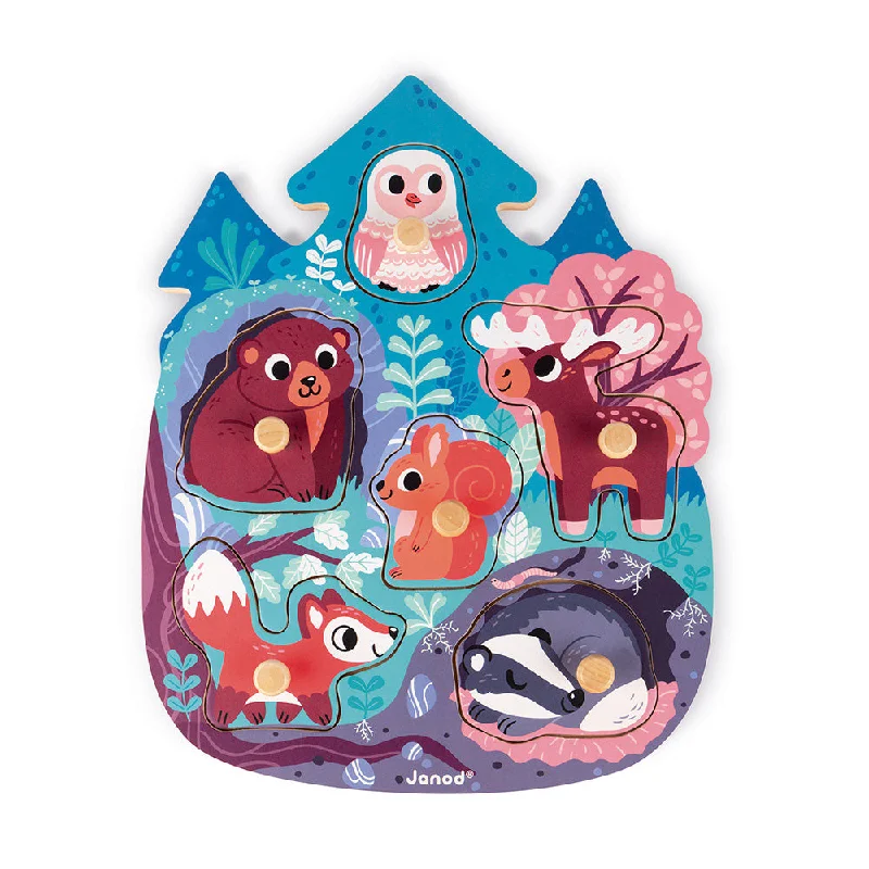 thoughtfully designed wooden toys              Janod Happy Forest Puzzle