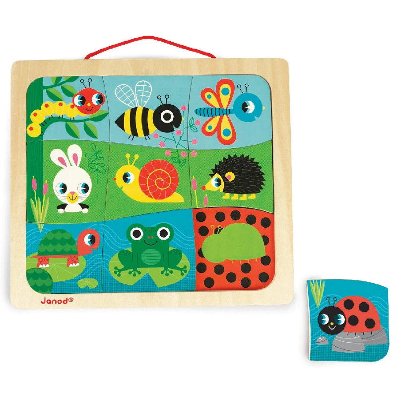 colorful wooden toys for toddlers             Janod Happy Garden Magnetic Puzzle