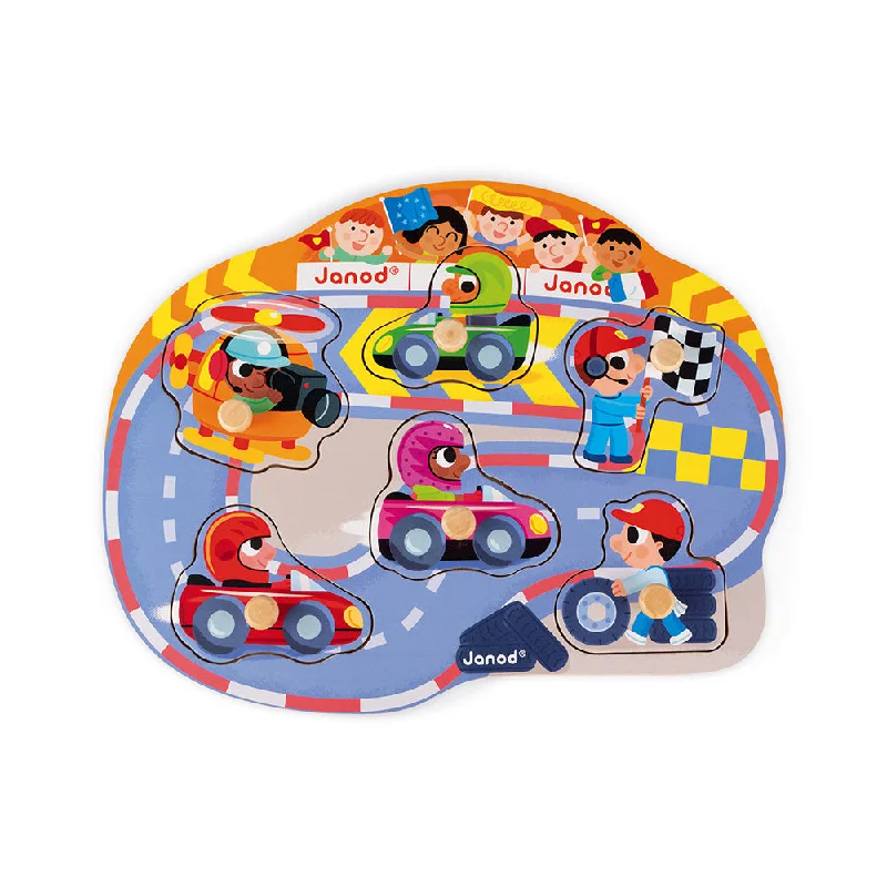 skillfully made wooden toys               Janod Happy Racing Puzzle