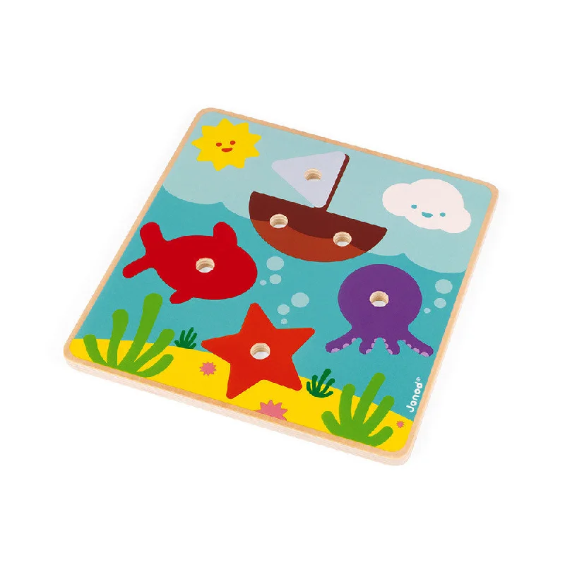 playful wooden toys                  Janod I Am Learning How To Use A Screw - Aquatic