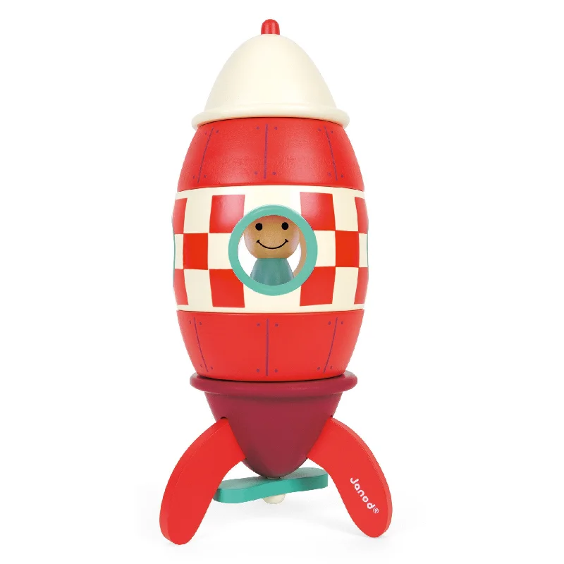 skillfully made wooden toys               Janod Medium Magnetic Rocket