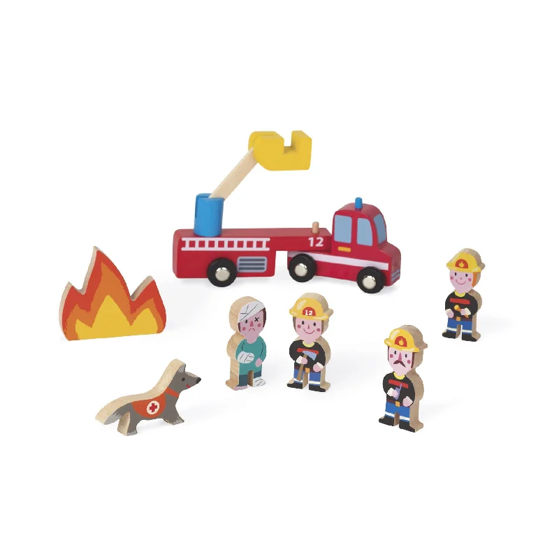 classic wooden toys for kids                Janod Mini Story Firefighters