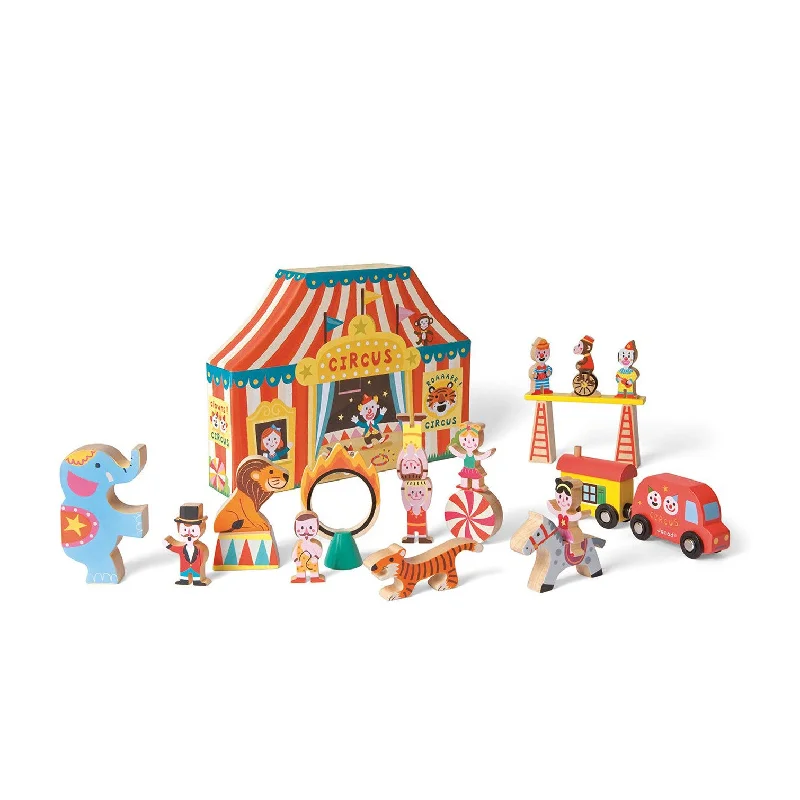 enchanting wooden toys for toddlers                   Janod Story Box Circus Building Set