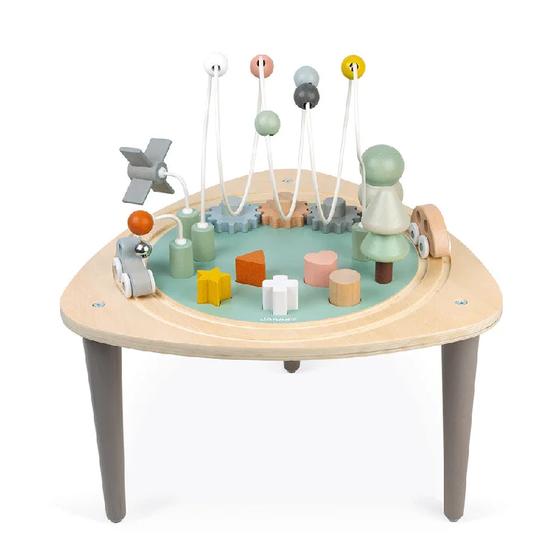 detailed and intricate wooden toys                   Janod Sweet Cocoon Activity Table