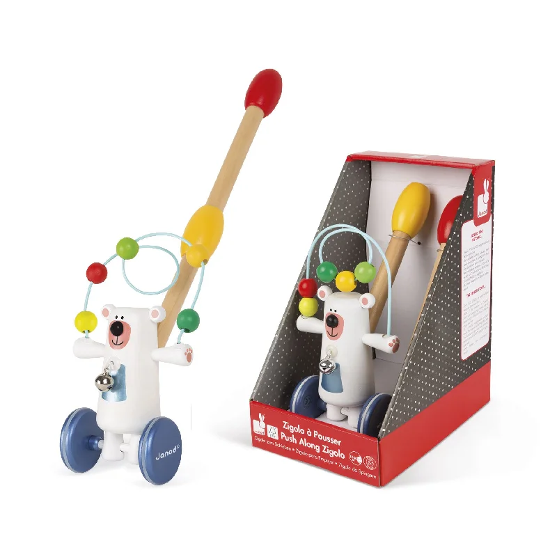 safe wooden toys for babies              Janod Zigolos Push Along Bear