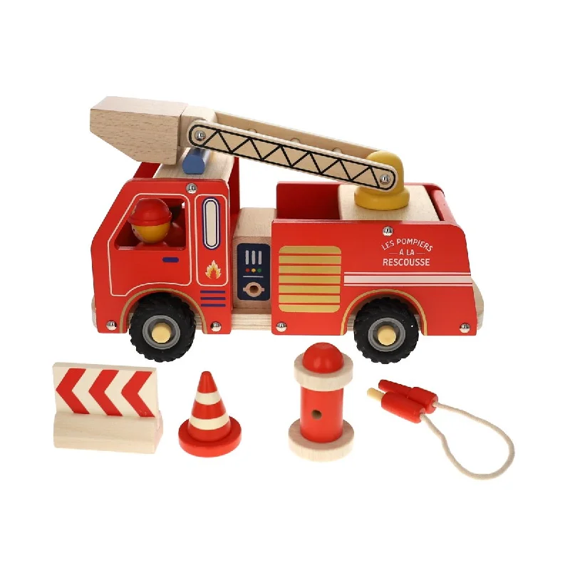 eco-conscious wooden toys that promote sustainability                   Wooden Toy - Fire Truck Set