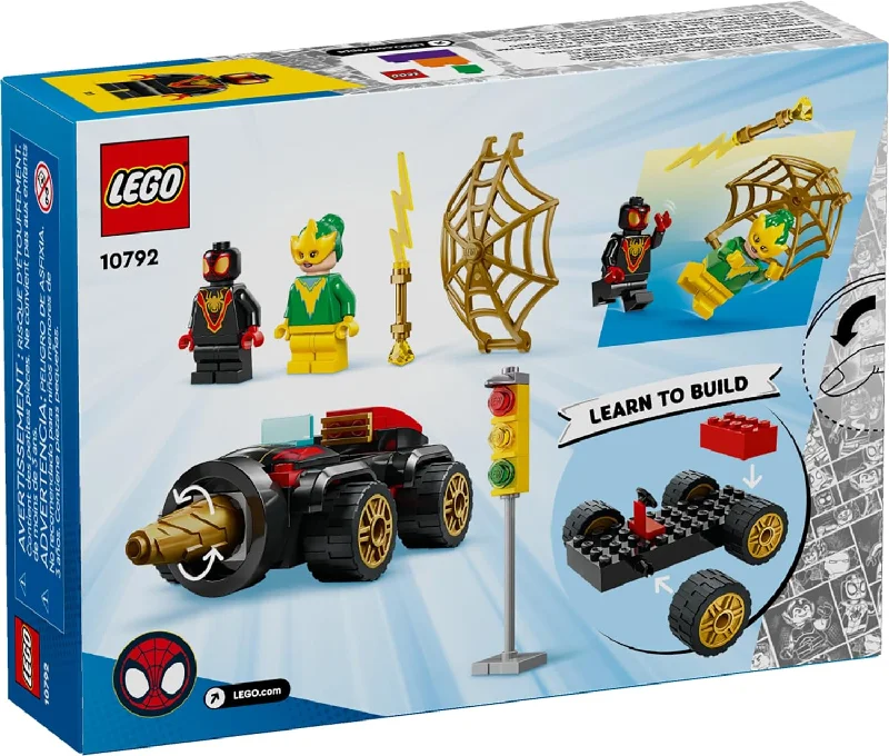 Encouraging hand-eye coordination LEGOLEGO 10792 Marvel Drill Spinner Vehicle, Miles Morales Spin Car with 2 Minifigures