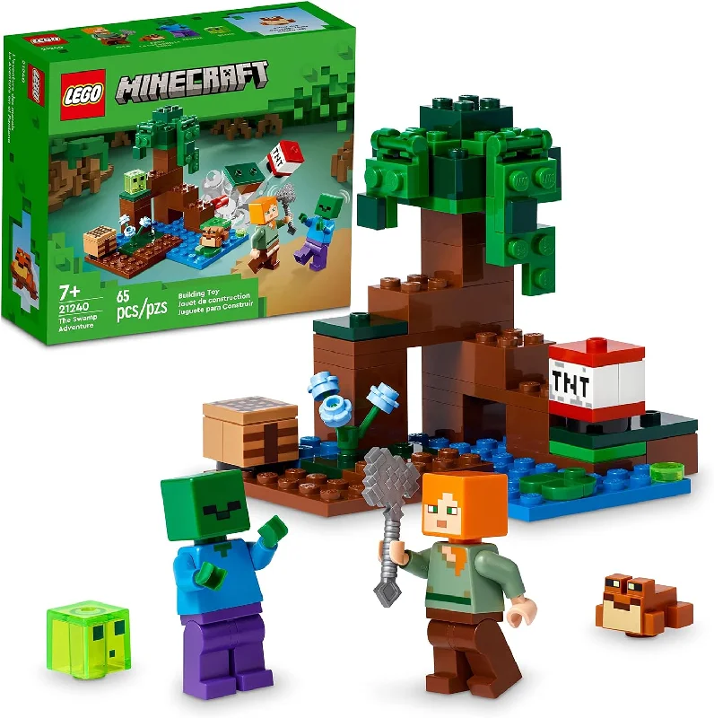 Customizable and personalized LEGO optionsLEGO 21240 Minecraft The Swamp Adventure , Building Game Construction Toy with Alex and Zombie Figures in Biome, Birthday Gift Idea for Kids Ages 8+