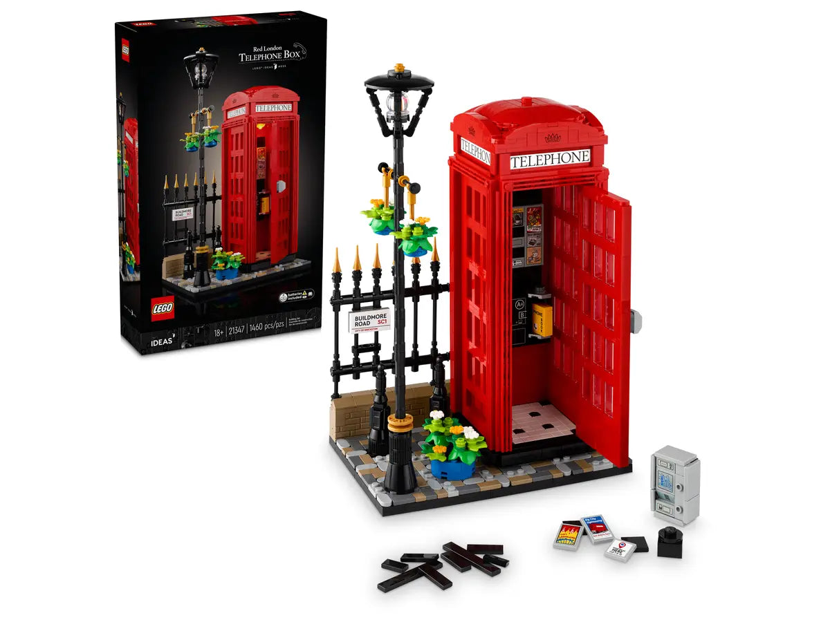 Skill-building LEGO activitiesLEGO 21347 Ideas Red London Telephone Box Model , London Phone Booth and Cell Phone Holder for Build