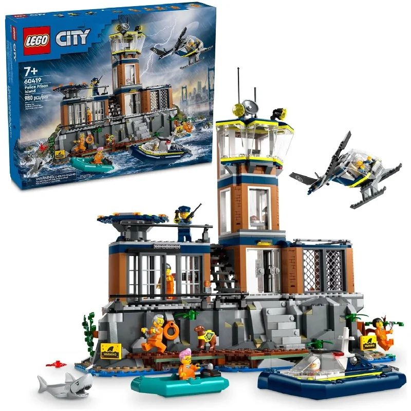 Collectible and valuable LEGO itemsLEGO 60419 City Police Prison Island Toy Building Set, Birthday Gift for Boys and Girls Ages 7 Plus, Imaginative Play, Helicopter Toy, Boat Toy and Dinghy, 7 Minifigures with Dog and Shark Toy.