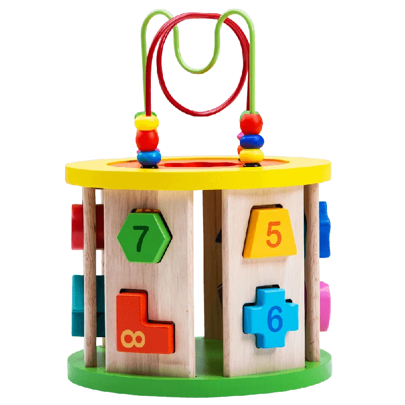 safe and durable wooden toys                   Wooden Activity Cube - Activity Cube for Toddlers