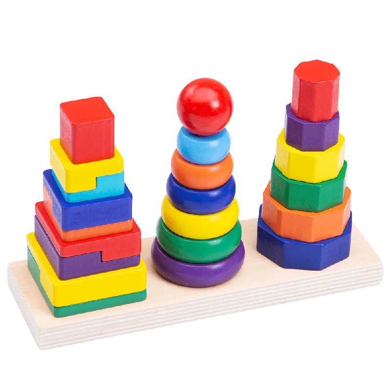 sturdy and durable wooden toys for rough play                   Colour Stacker - Wooden Stacking Toy