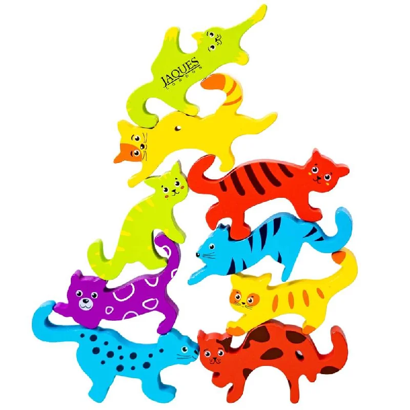 sturdy and long-lasting wooden toys for active play                   Crazy Cats - Stacking Toy