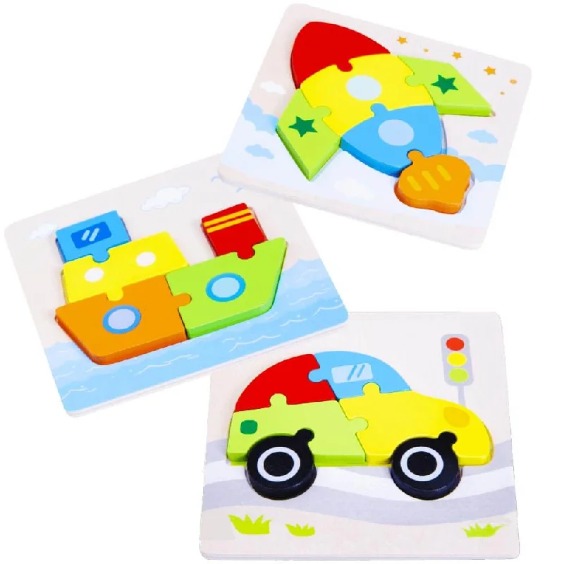 child-safe wooden toys                 Wooden Car Jigsaw - Baby Transport Puzzle