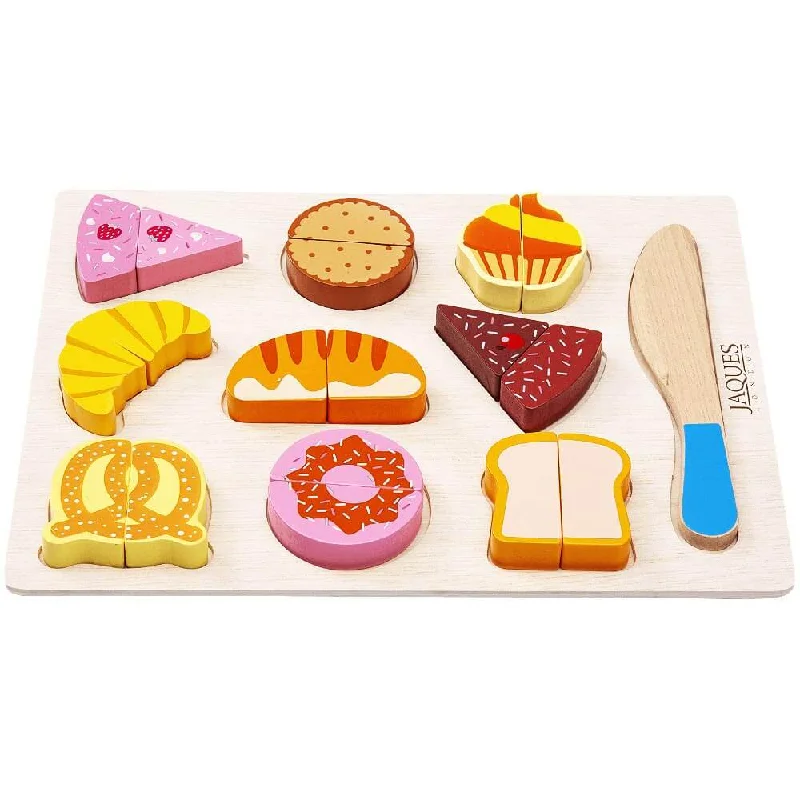 playful wooden toys                  Pretend Bakery Board - Wooden Play Food