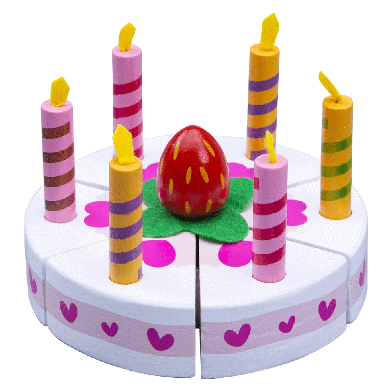 engaging wooden toys                   Pretend Party Cake - Play Food for Kids