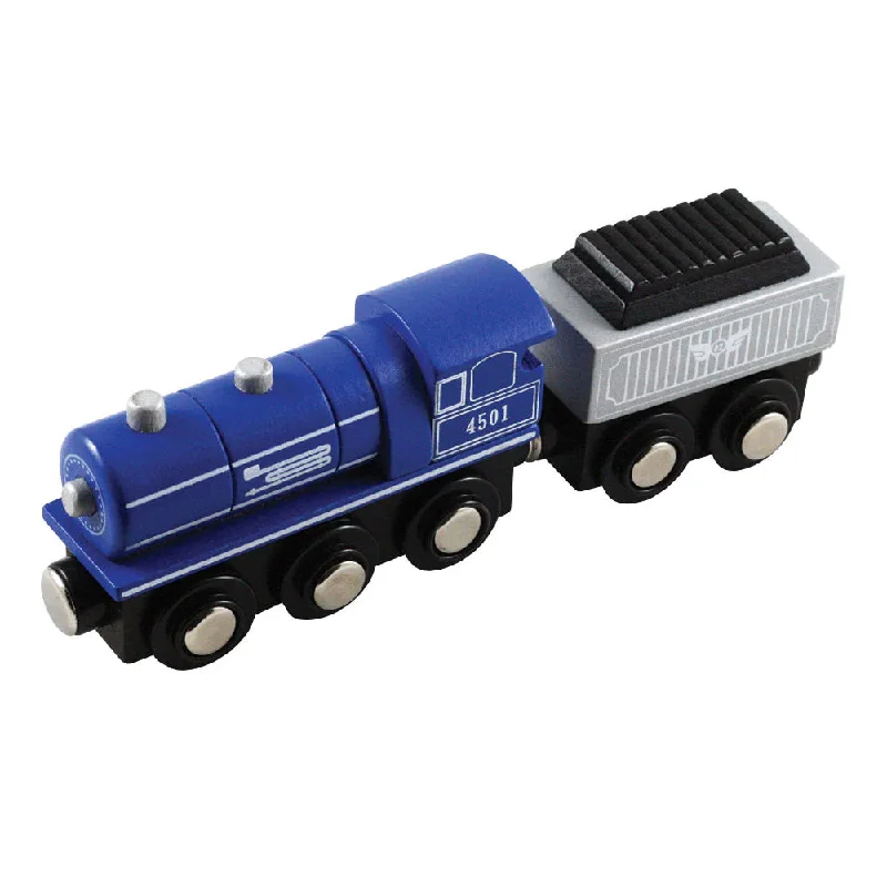 educational wooden toys                   Li’l Chugs - Blue Steam Locomotive & Coal Tender