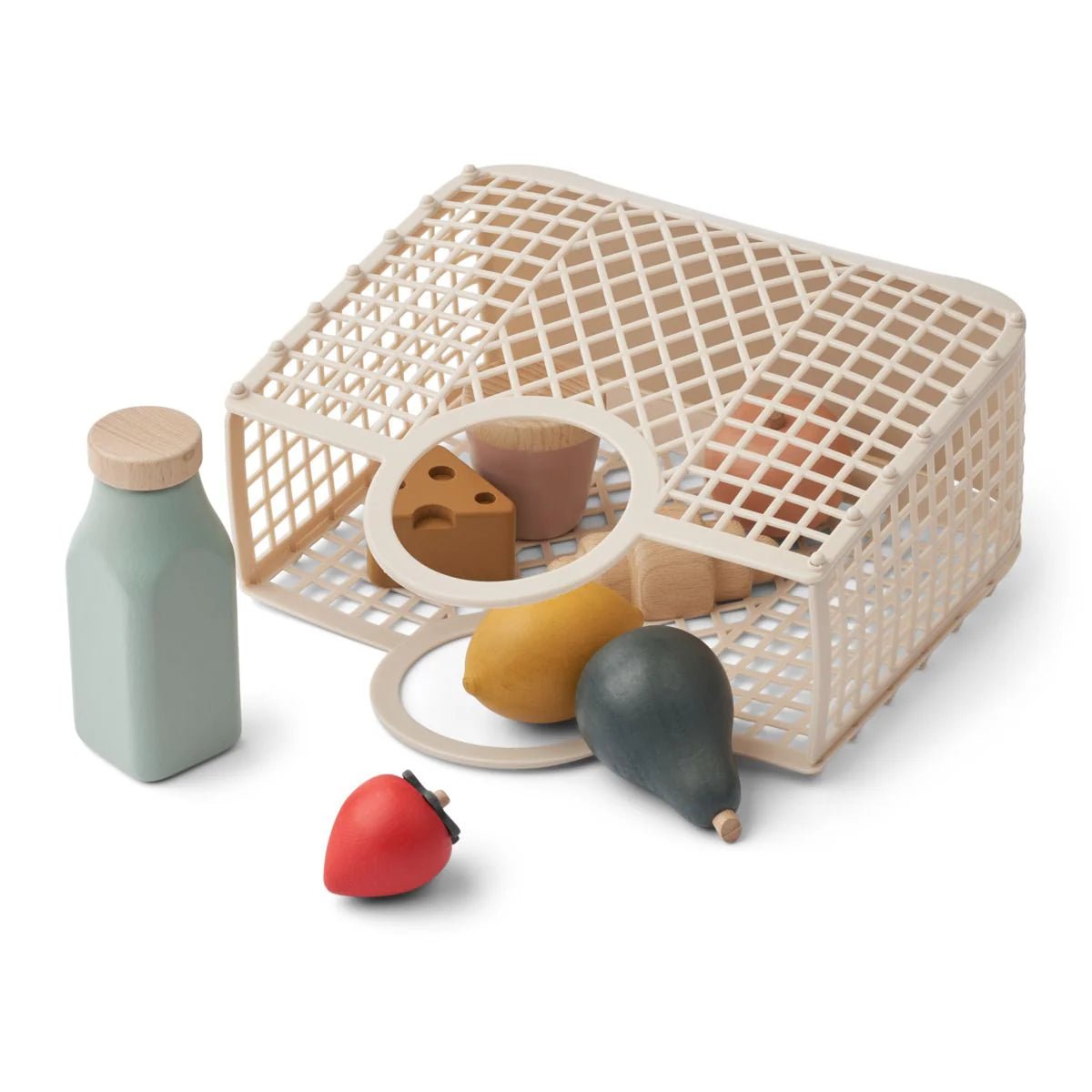 eco-conscious wooden toys                 Liewood: Florin Play Food & Grocery Basket