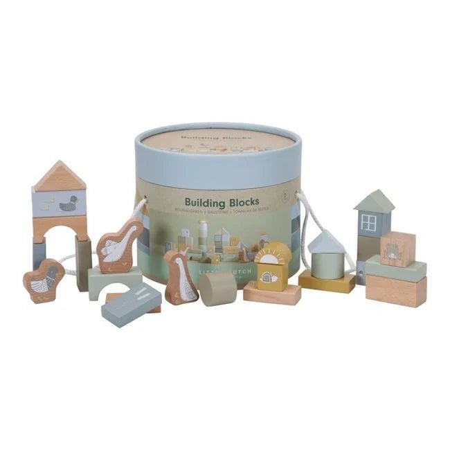 naturally finished and non-toxic wooden toys                   Little Dutch: Building Blocks - Blue