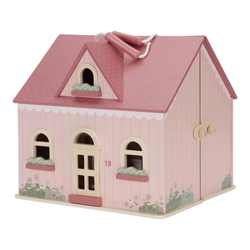 sturdy and safe wooden toys                 Little Dutch: Pink Wooden Portable Dollhouse