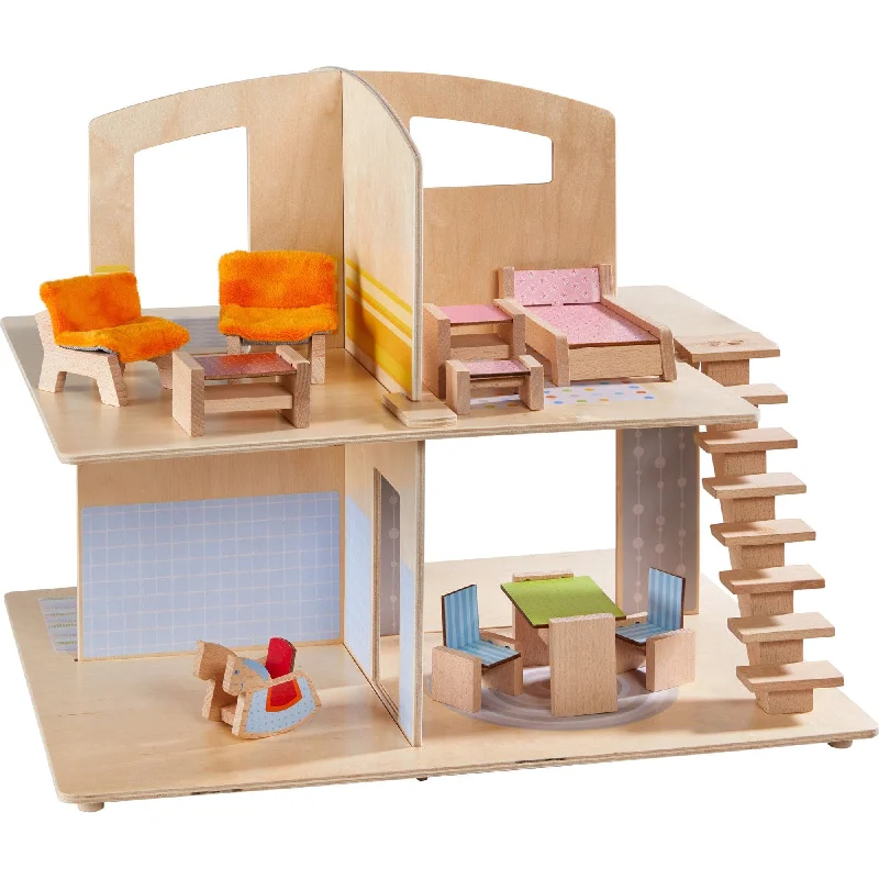 safe and child-appropriate wooden toys for different stages of development                   Little Friends Dollhouse Town Villa with Furniture