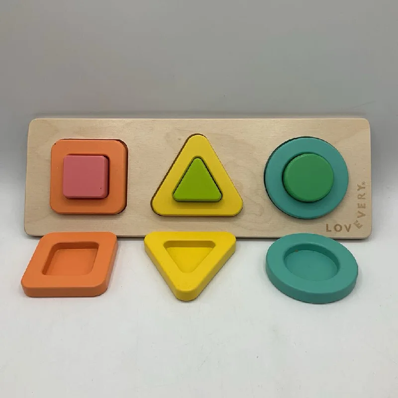 eco-friendly and safe wooden toys                   Lovevery Wooden Geo Shapes Puzzle